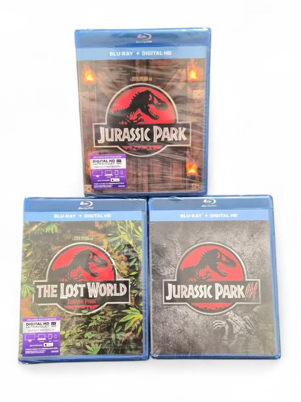 Lot 3 New Blu-ray + Digital HD Jurassic Park, The Lost World, Jurassic Park III